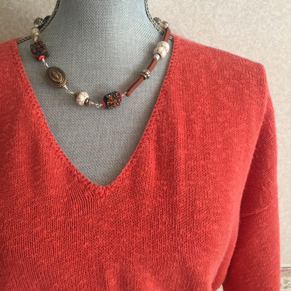 HP 1/14 💟 Deep Coral Crop Top Long Sleeve Sweater